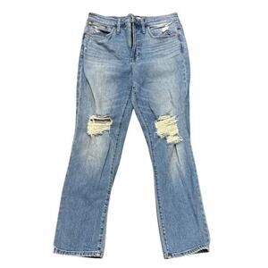 Madewell The Perfect Vintage Straight Jeans Womens 28‎ Light Wash Ripped Knee
